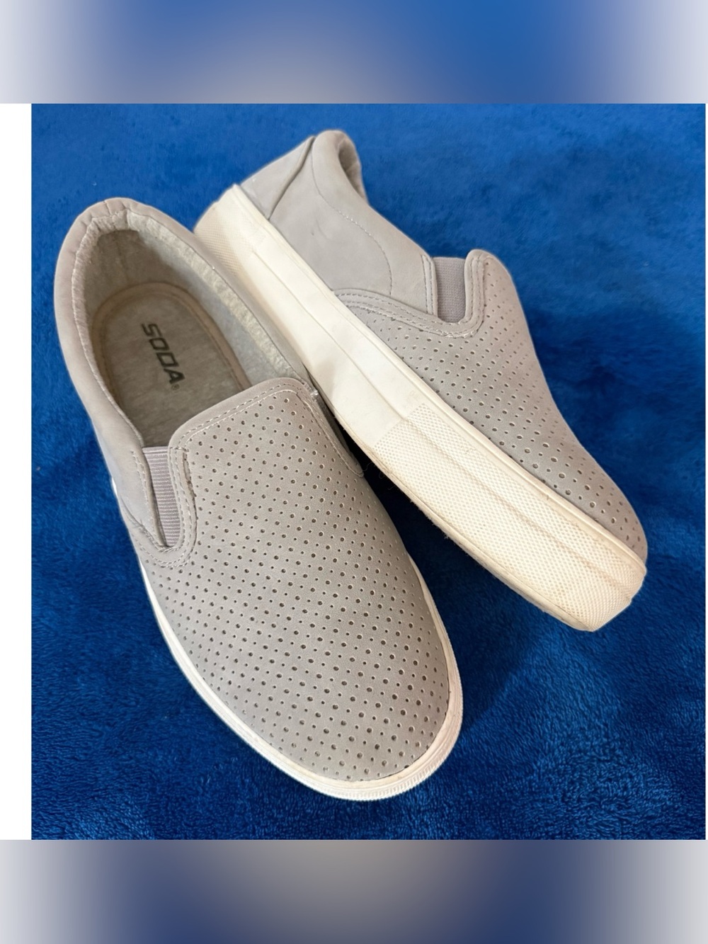 Soda Light Gray Perforated Slip-On Sneakers